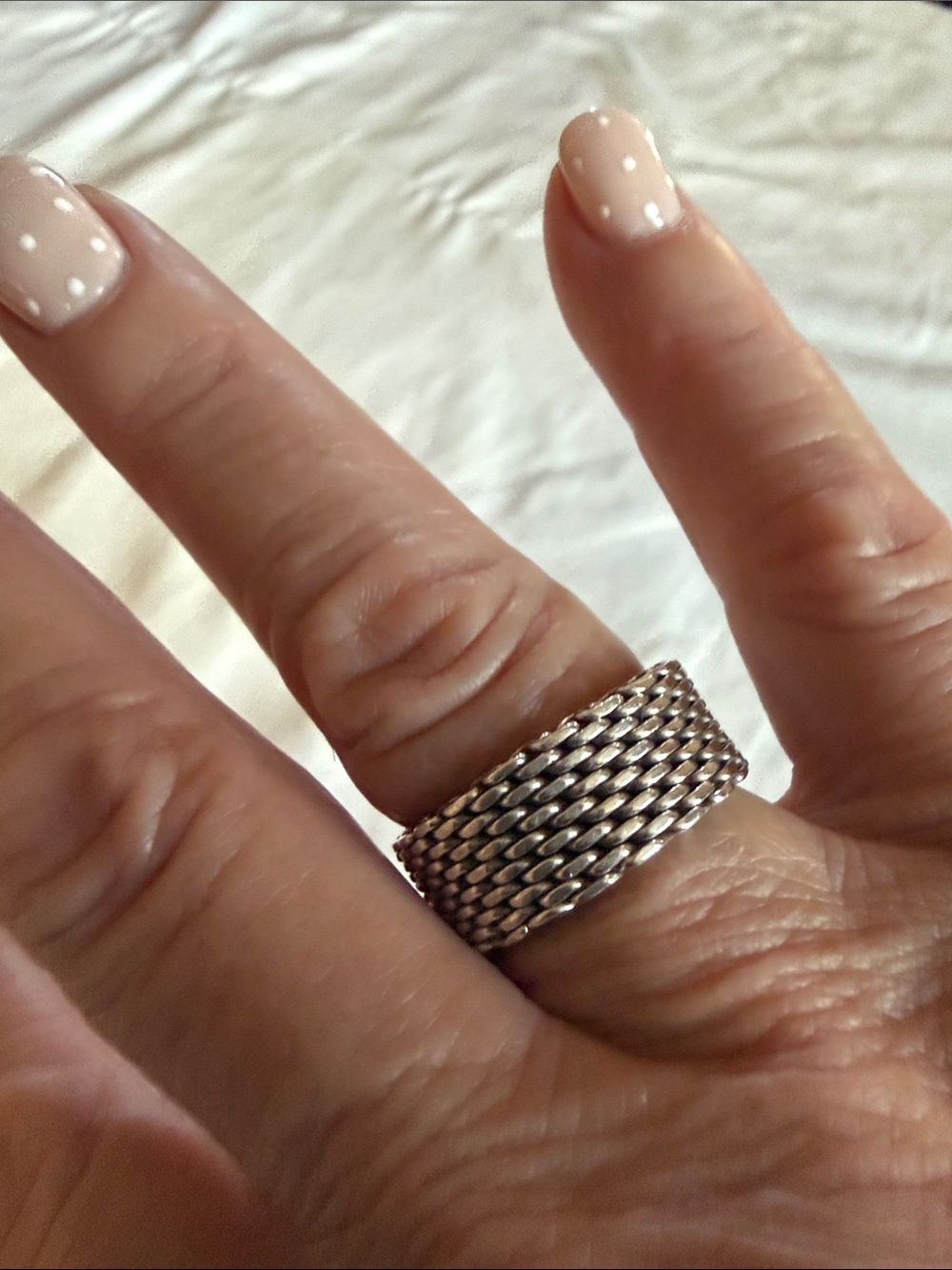 Tiffany & Co. Silver Woven Mesh Band Ring